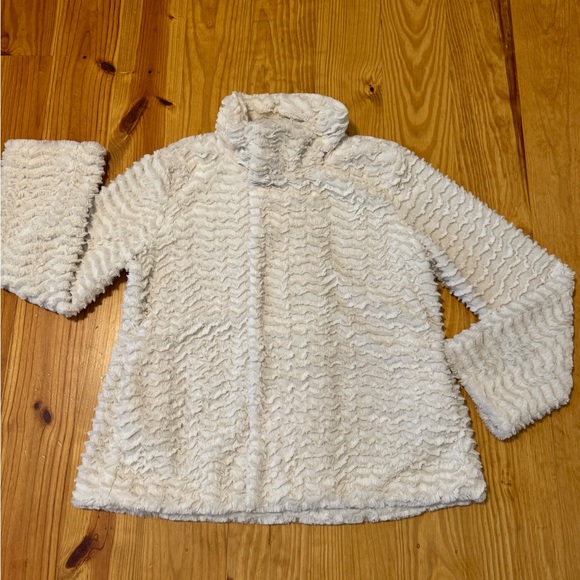 Patagonia Fleece Pelage Jacket XLarge Ivory High Pile Coat Asymmetric Zip Snap - Picture 3 of 10